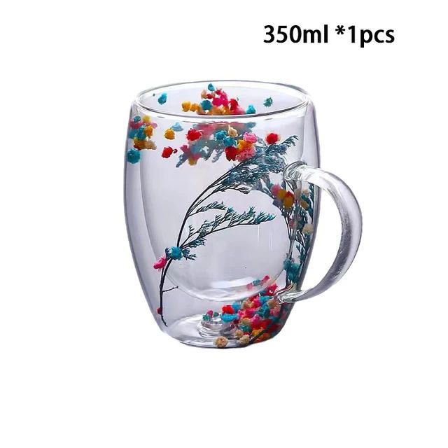 Heat Resistant Double Wall Glass Coffee Cup With Handle, Insulated Tea, Espresso, Milk Mug, Elegant Clear Gift Drinkware