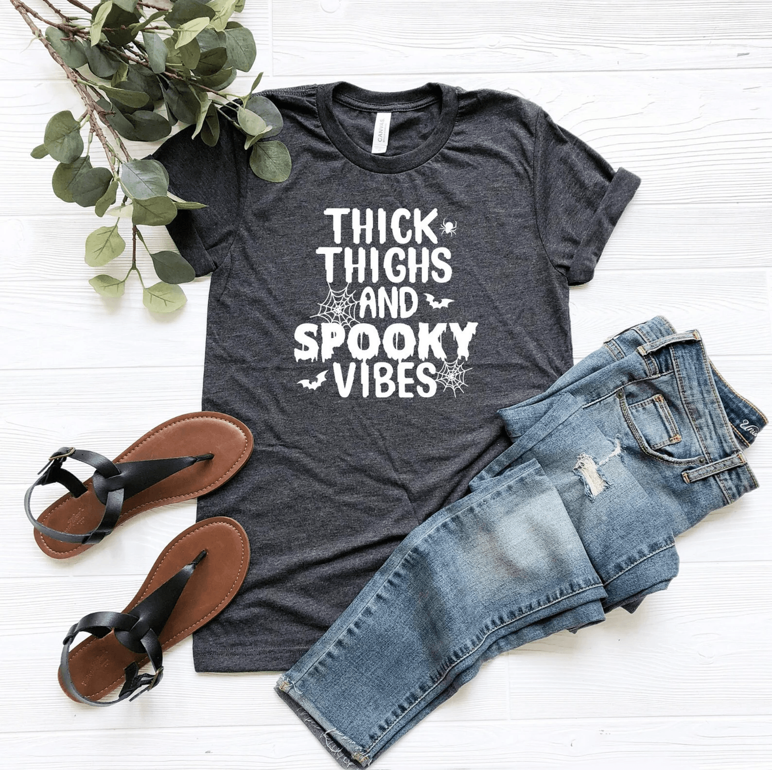 Thick Thighs Spooky Vibes Shirt Halloween Tee