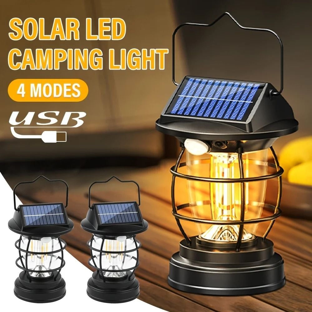 Solar-Powered Retro LED Camping Lantern