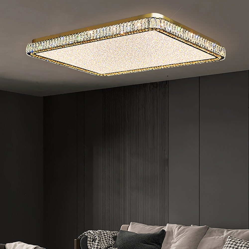 Modern Lustre Crystal Ceiling Lamp, Dimmable LED Chandelier for Bedroom, Living Room, Dining Table Lighting Fixture