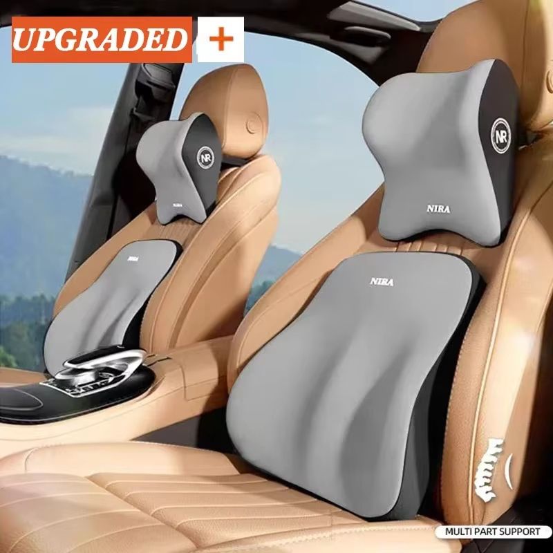 ErgoCruise Memory Foam Car Headrest & Lumbar Support Cushion Set