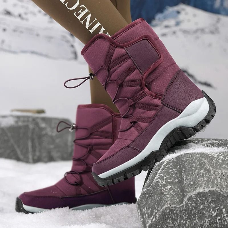 Mens Waterproof Plush Lined Winter Boots Breathable Non Slip Snow Boots