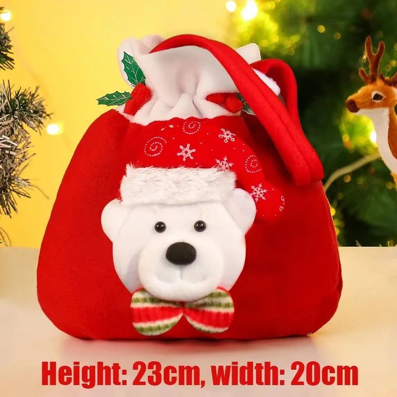 Christmas Drawstring Gift Bags with Handle Set