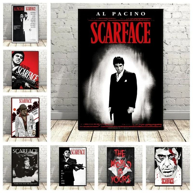 Scarface Poster Al Pacino Wall Art Gangster Movie Canvas Print