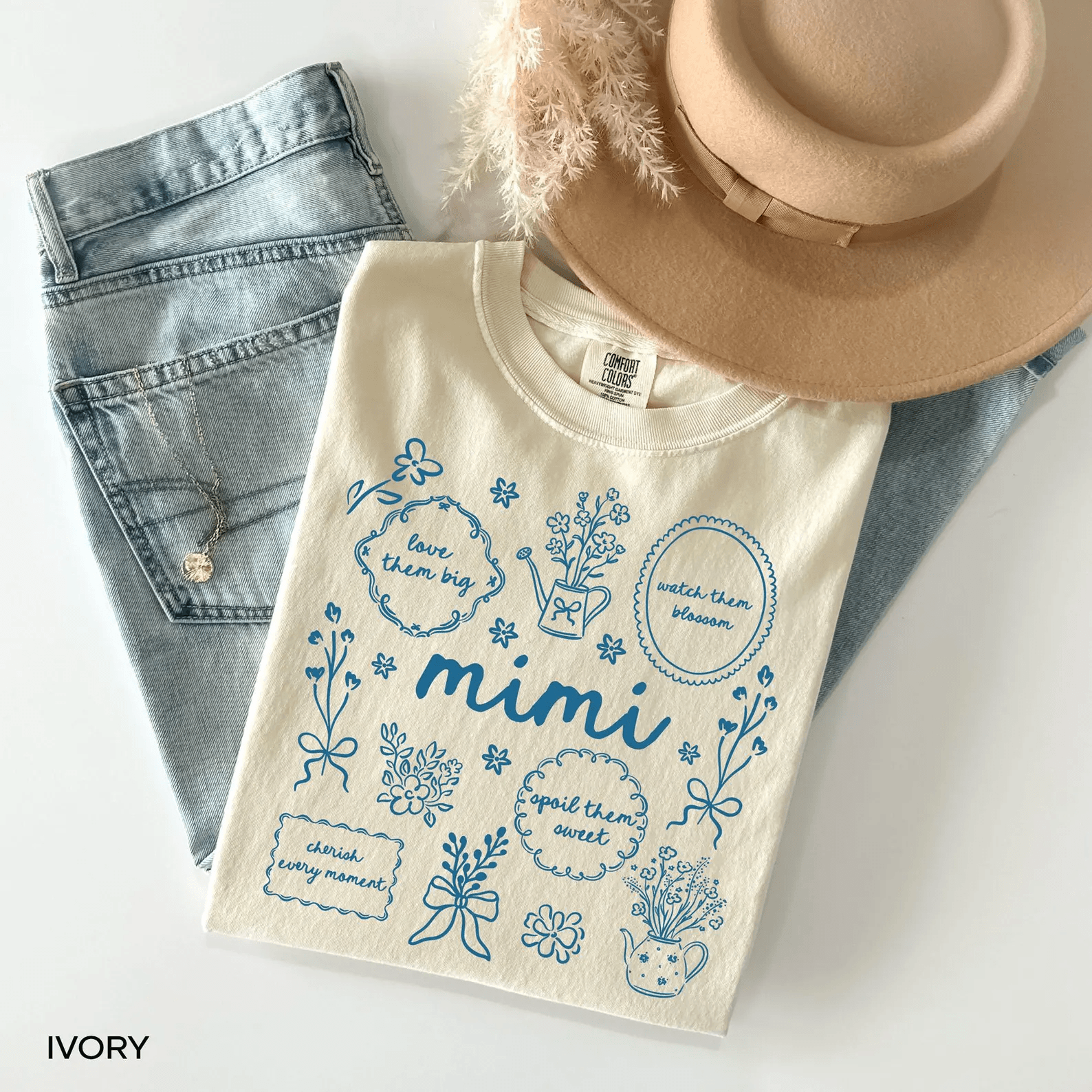Comfort Colors Floral Mimi Shirt Mothers Day Grandma Gift Tee
