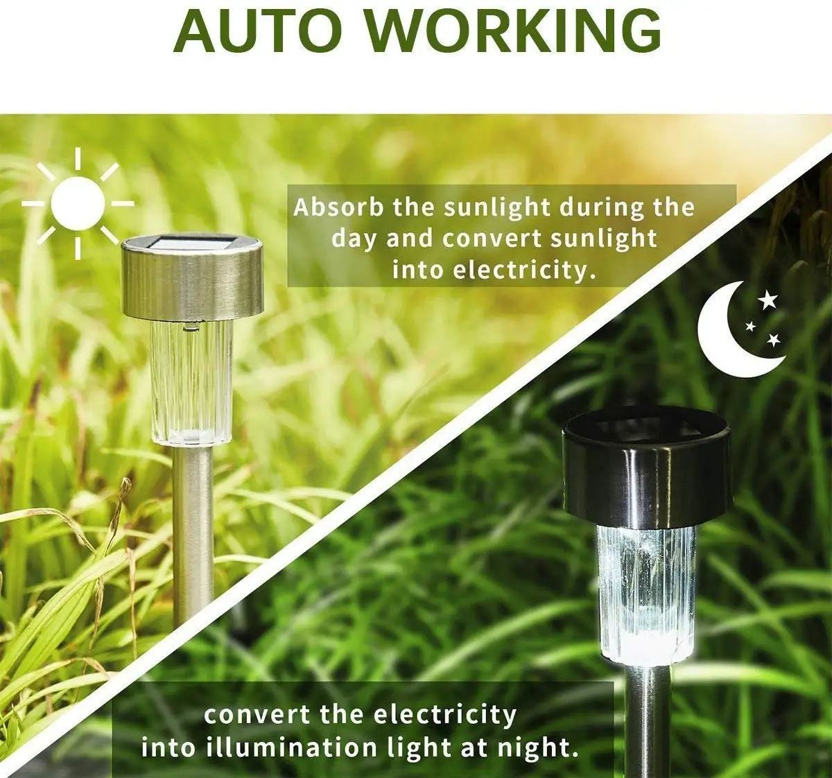 10 Piece Solar LED Garden Path Lights Set