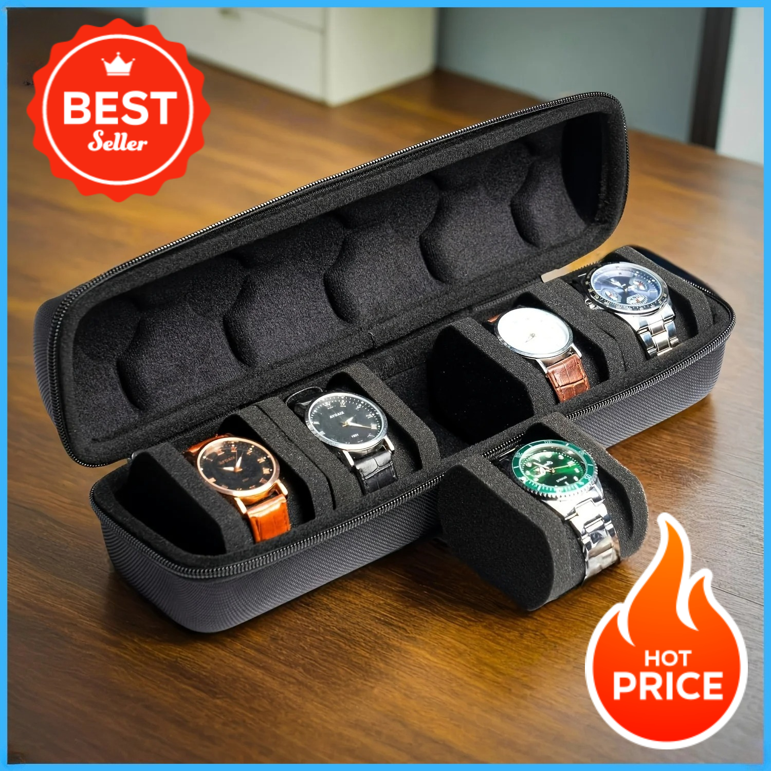 Watch Case Hard Shell Travel Organiser with Pillow Insert Gift Ready