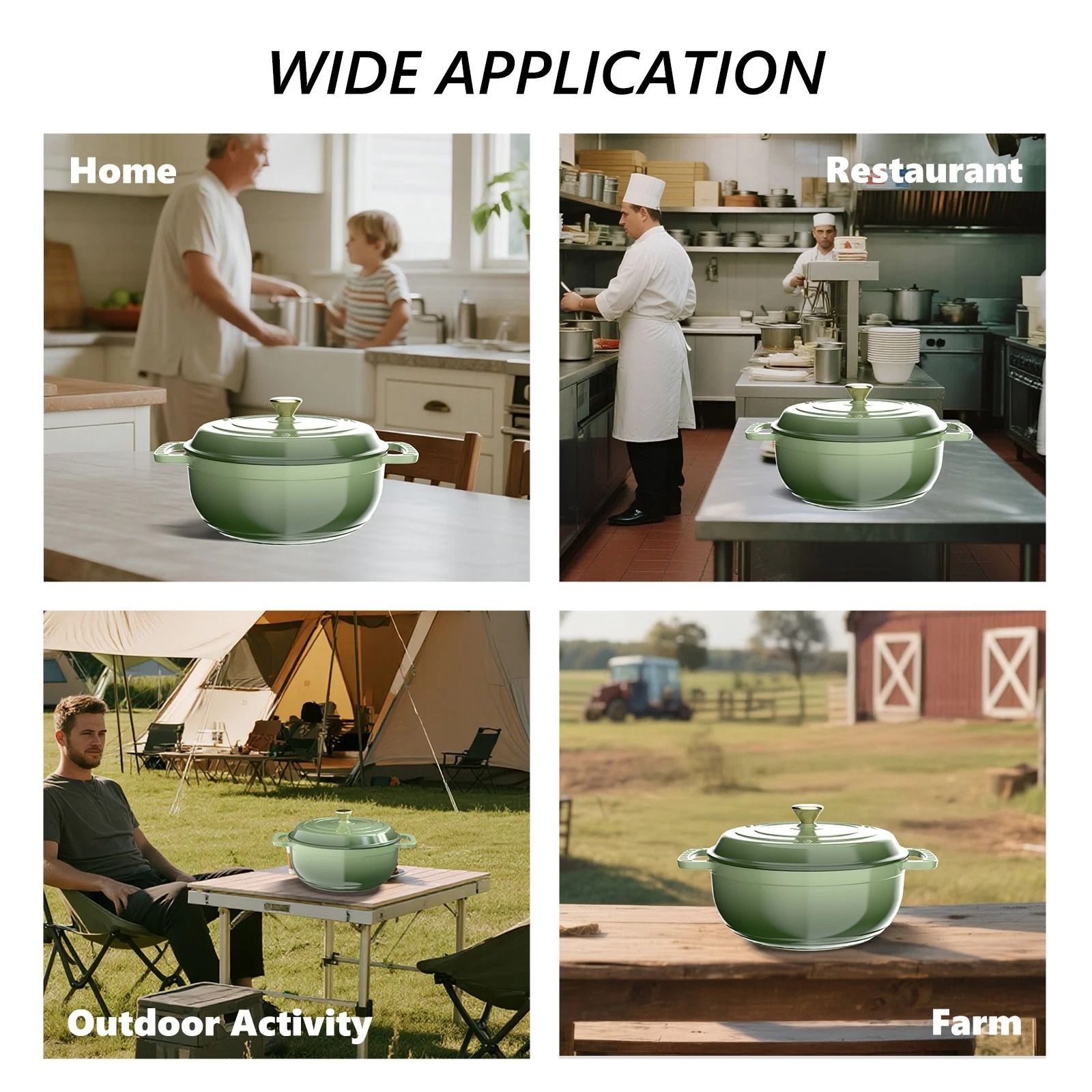 Enameled Cast Iron Dutch Oven, 6QT Multi-Purpose, Grill & Induction Compatible