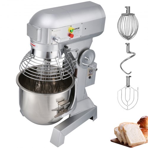 Commercial Food Mixer, Speeds Adjustable RPM Heavy Duty with Stainless Steel Bowl Dough Hooks Beater Whisk for Schools
