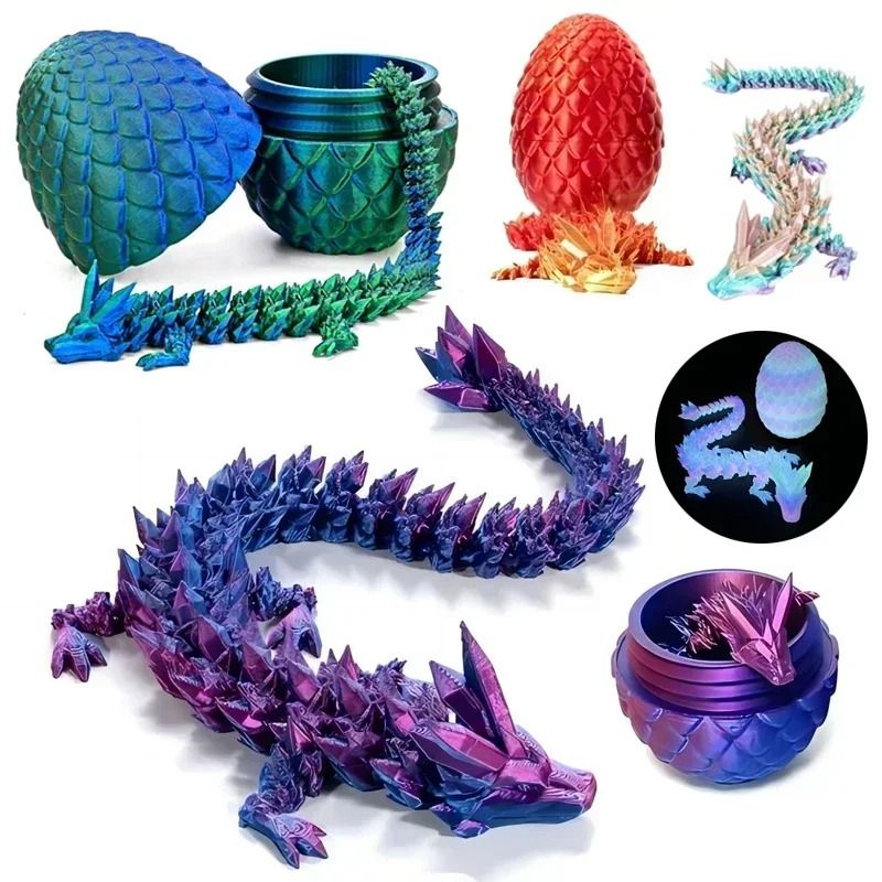 Articulated Dragon Egg 3D Printed Desktop Ornament
