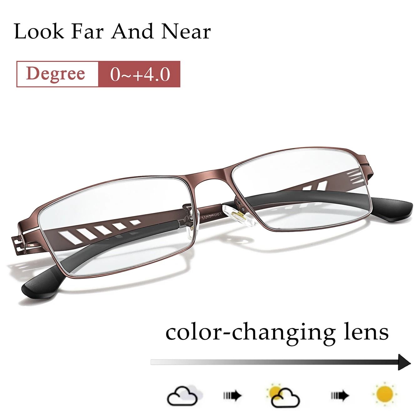 Metal Frame Photochromic Reading Glasses with Anti Blue Light Protection