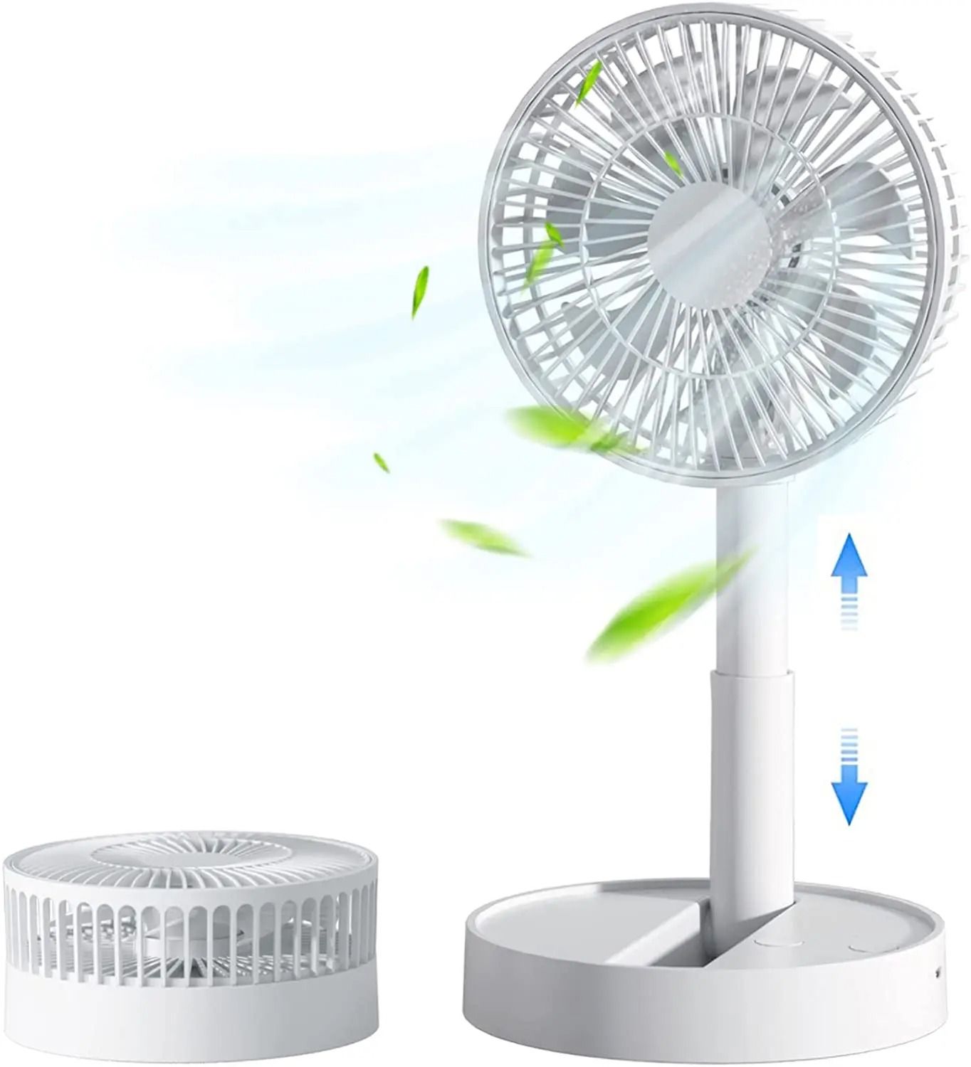 USB Foldable Fan Battery Operated Portable Table Fan with 4 Speeds and Timer