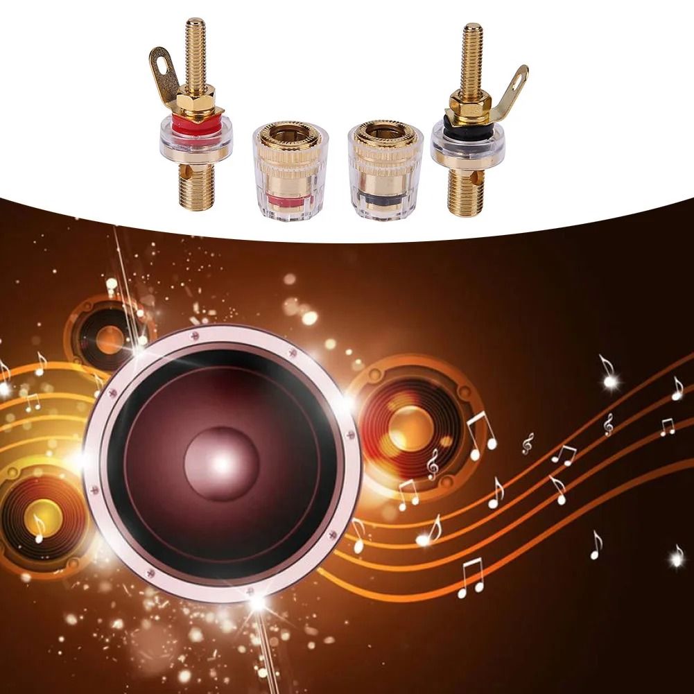 4mm Brass Speaker Binding Post Terminals for Banana Plugs 2 Piece Set