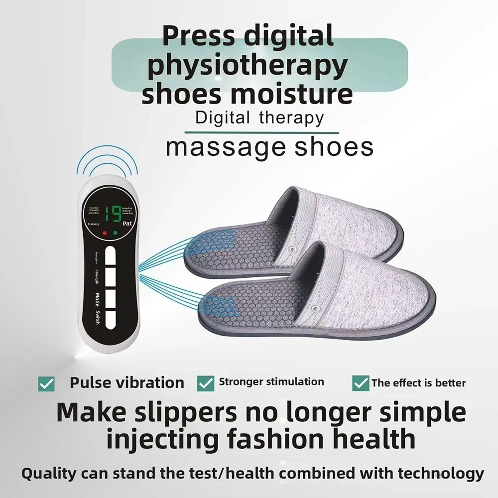 Electric EMS Foot Massager Slippers with Pulse Muscle Stimulation and Remote Control