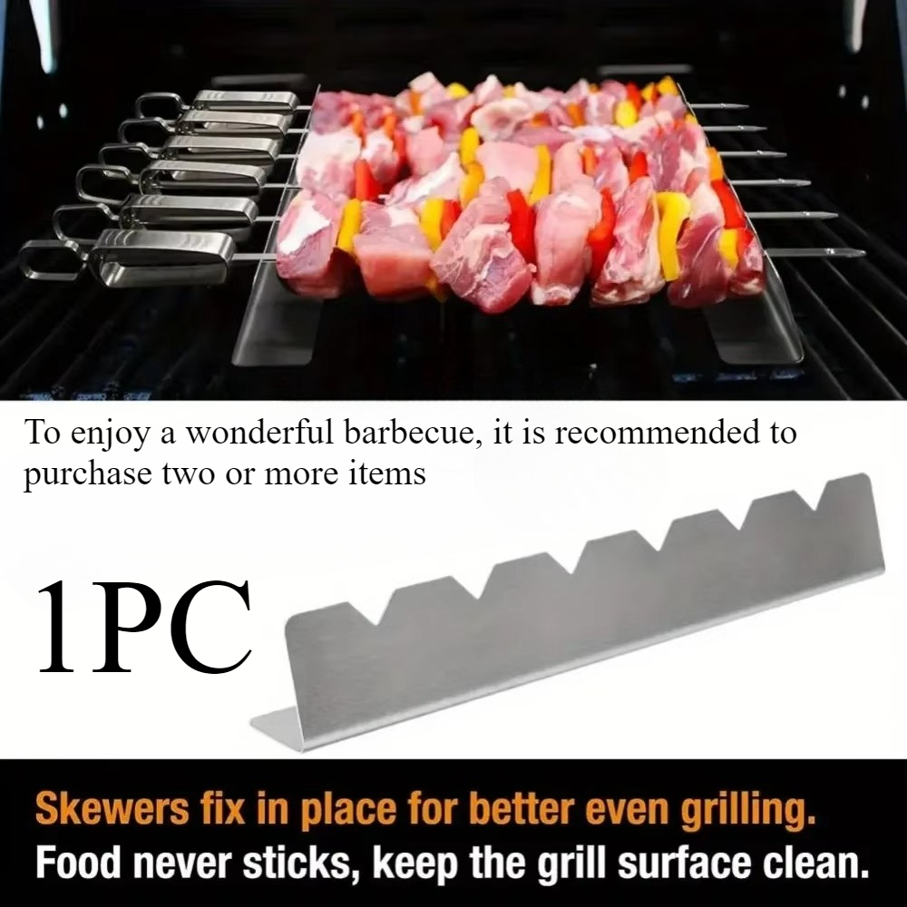 Skewers Holder Set 6 Slots, BBQ Flat Skewers Racks, Easy Cleaning, Kebabs Support Stands, BBQ Accessories