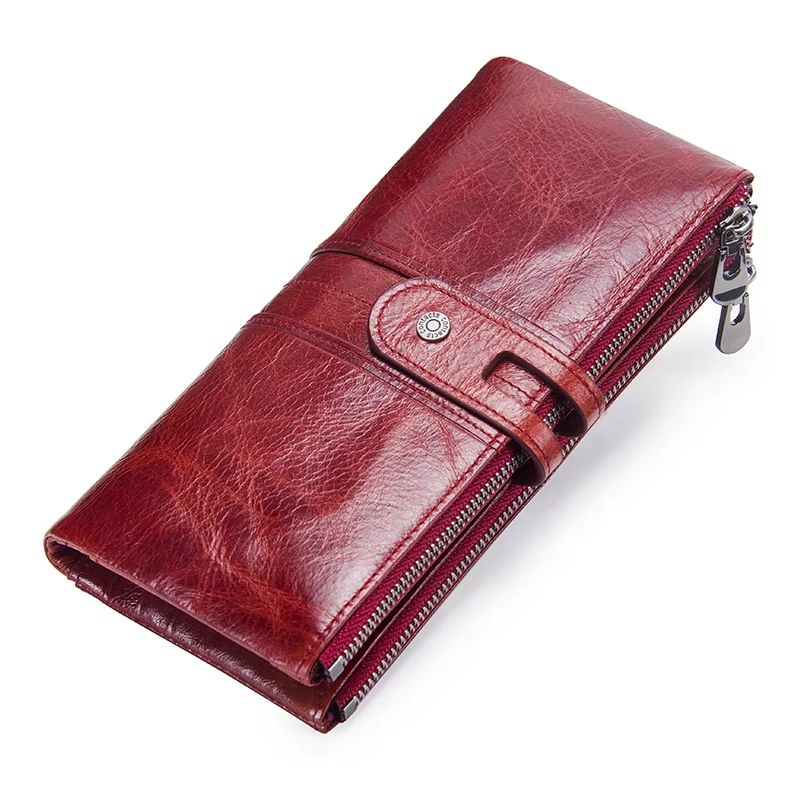 CONTACT'S Genuine Leather Men Clutch Wallet with Zipper Coin Pocket