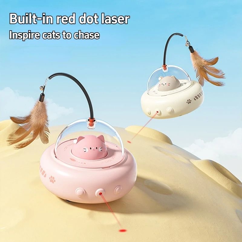 Electric Interactive Cat Toy Smart Cat Teaser Toy with Feather and Bell