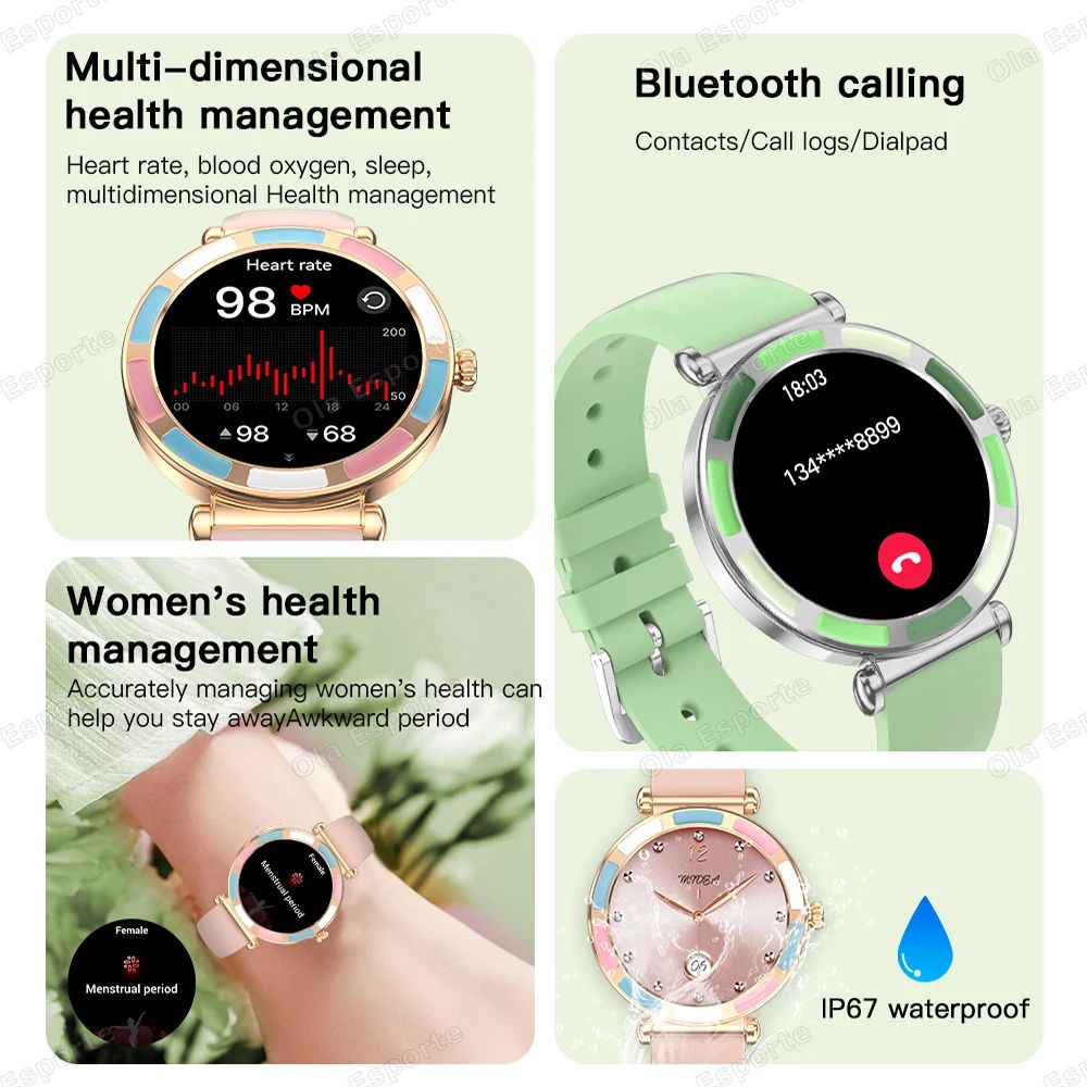 Women Bluetooth Calling Smart Watch Heart Rate Sports Fitness Tracker
