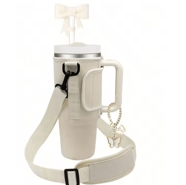 Adjustable Water Bottle Carrier Bag – Large Tumbler Sleeve with Shoulder Strap