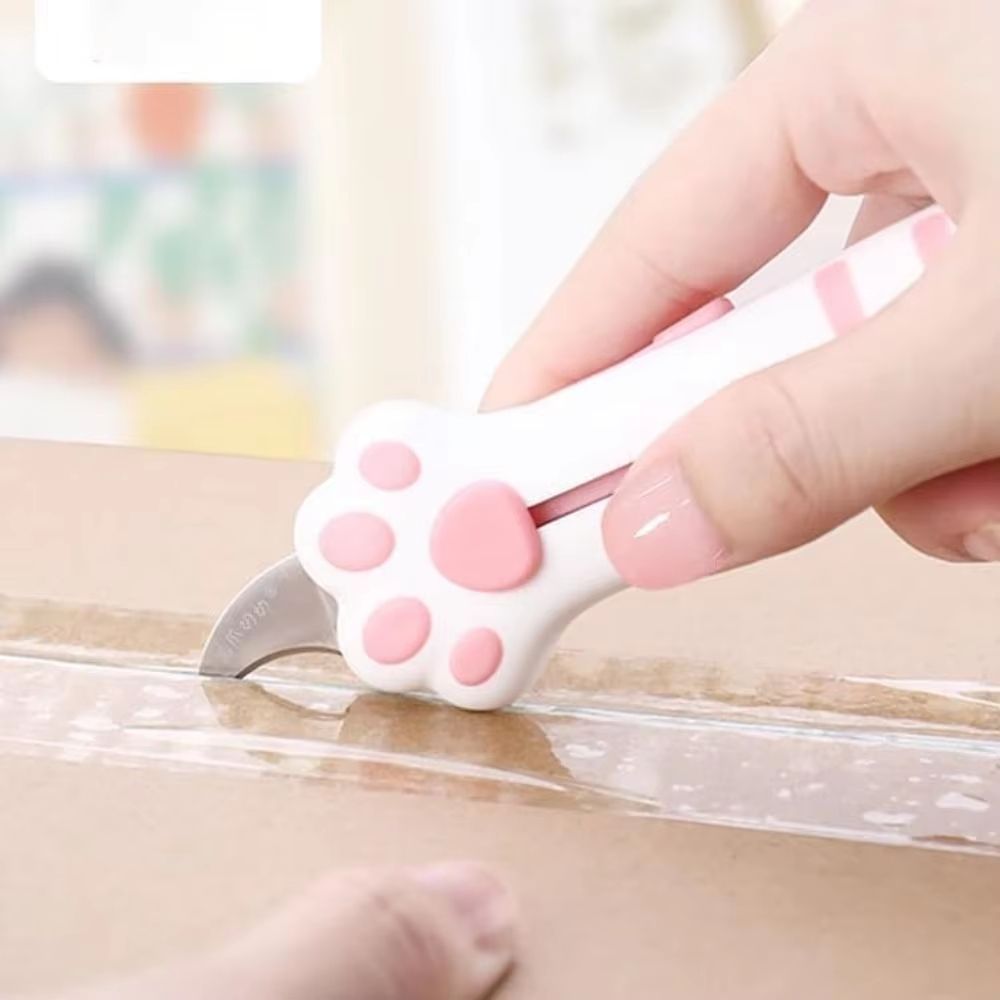 Portable Cat Paw Plastic Box Cutter and Retractable Letter Opener
