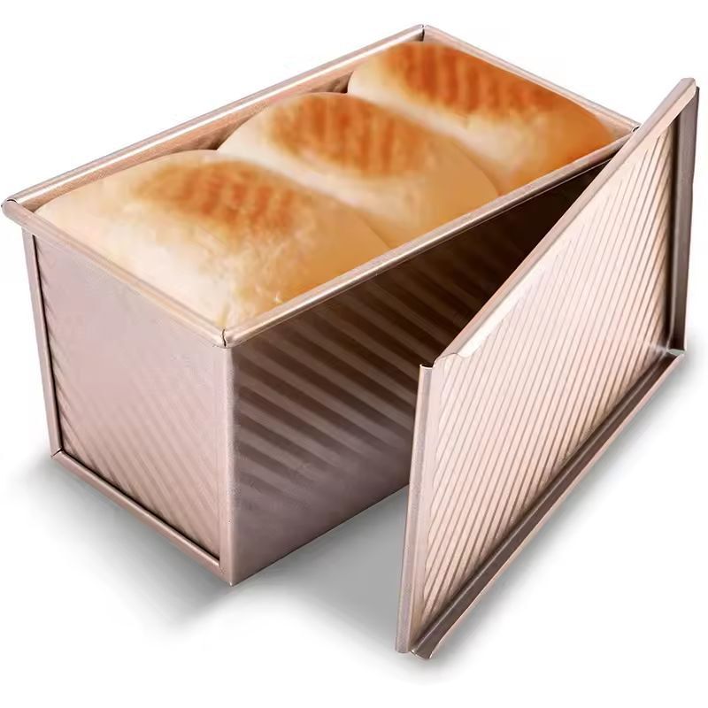 LMETJMA Premium Carbon Steel Pullman Loaf Pan – 1 lb Non-Stick Bread & Toast Mold with Lid