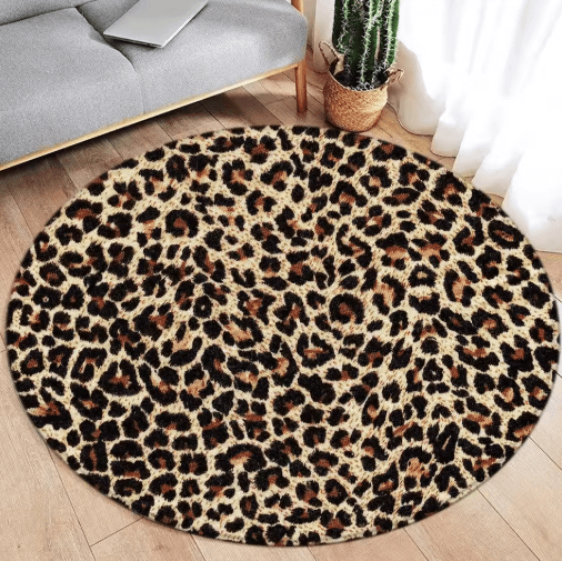 Leopard Print Round Rug – Soft Flannel Animal Print Carpet for Stylish Spaces