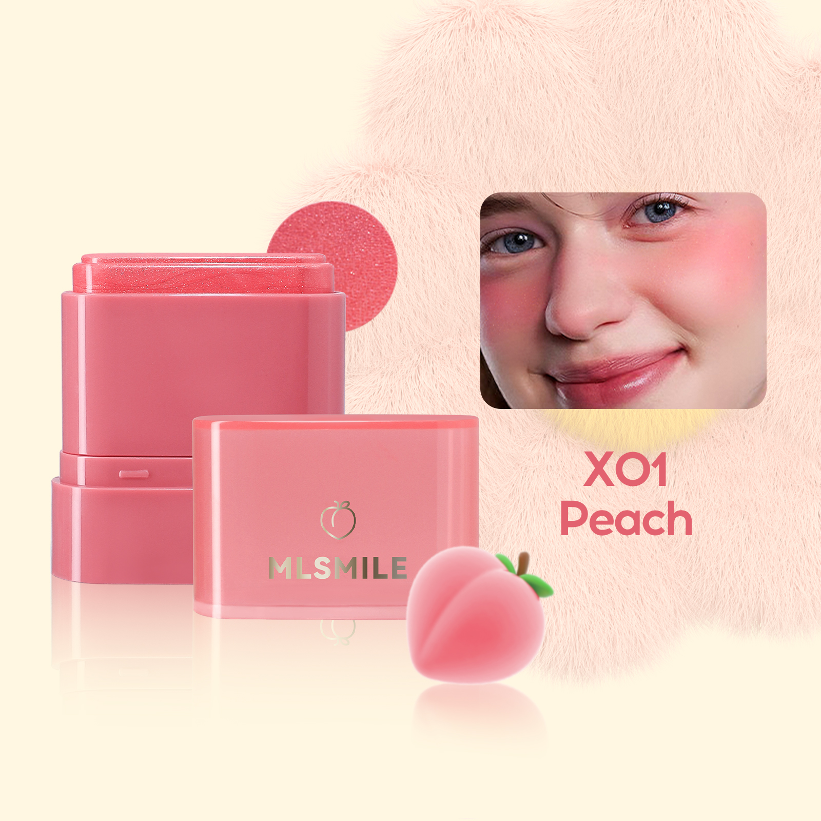 2-in-1 Flat Tube Fruit Blush & Lipstick Stick, Easy to Apply Highlighter & Contour, Multi-Use Lip & Cheek Makeup