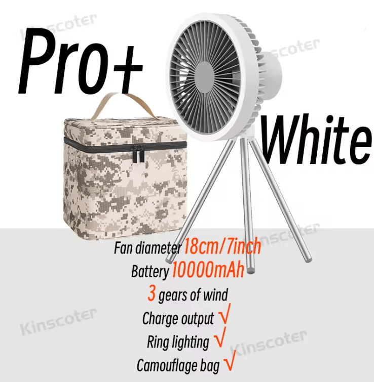 BreezeMax Rechargeable Camping Fan with Power Bank and LED Light