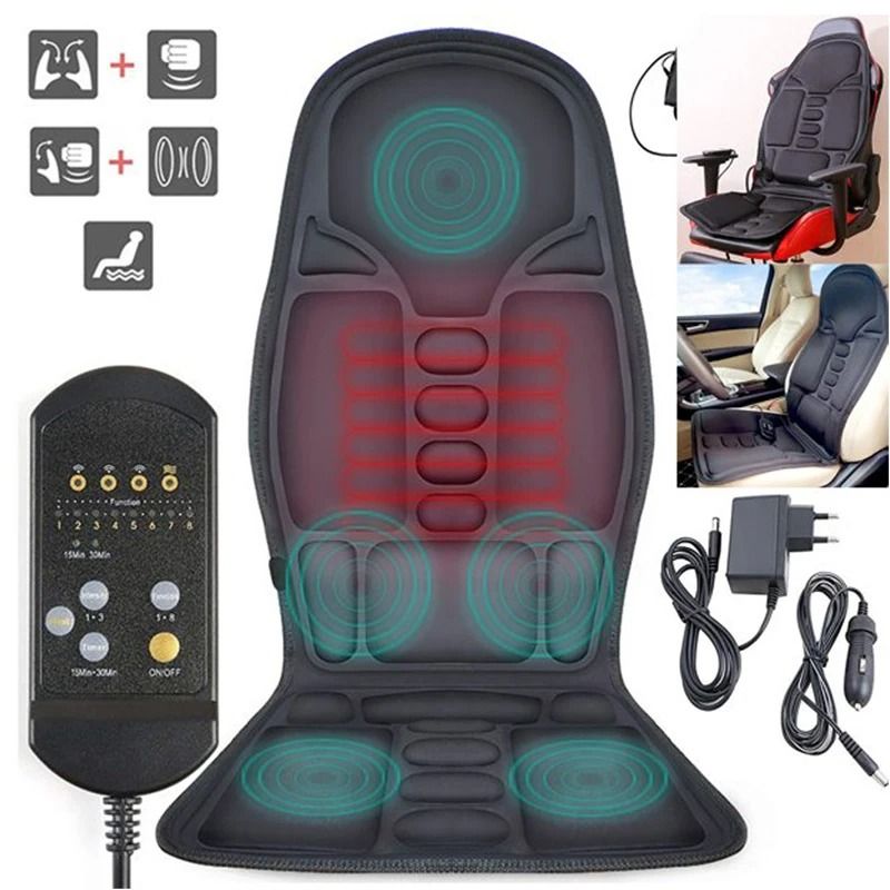 Lumbar Massage Mat Cushion Heating Vibrating Neck Back Pain Relief Pad