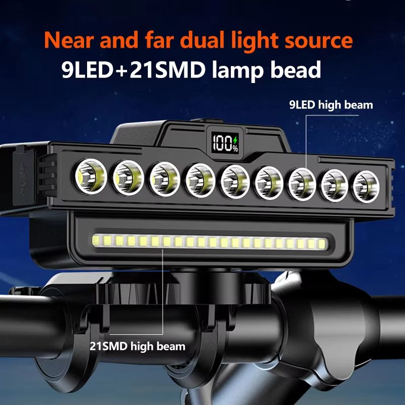 USB Rechargeable LED Bike Light with Horn Waterproof Front Headlight for MTB and Road Cycling