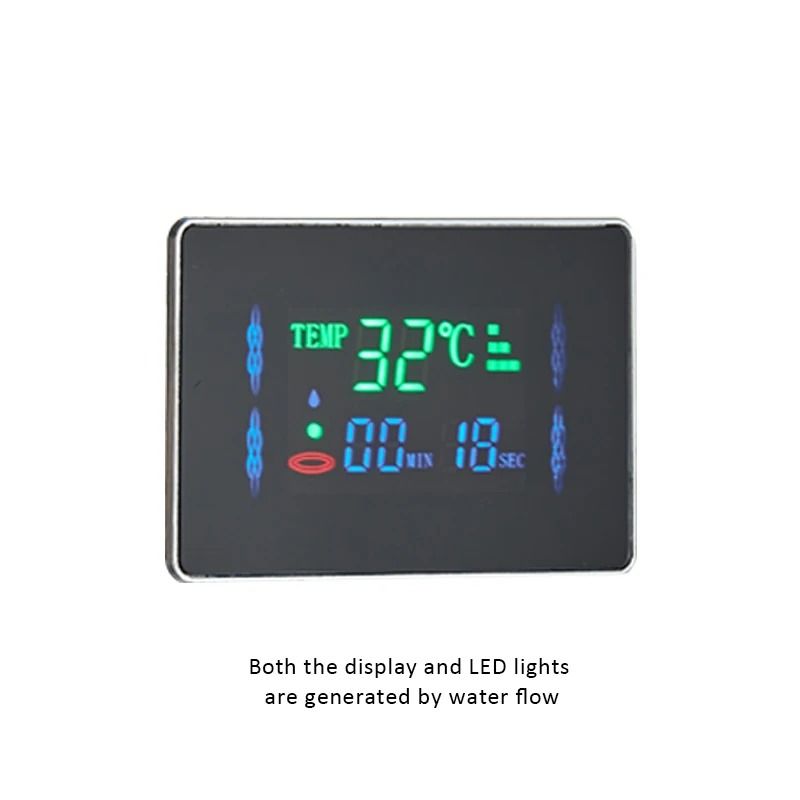 LED Rainfall Shower Panel with Digital Display and Massage Jets