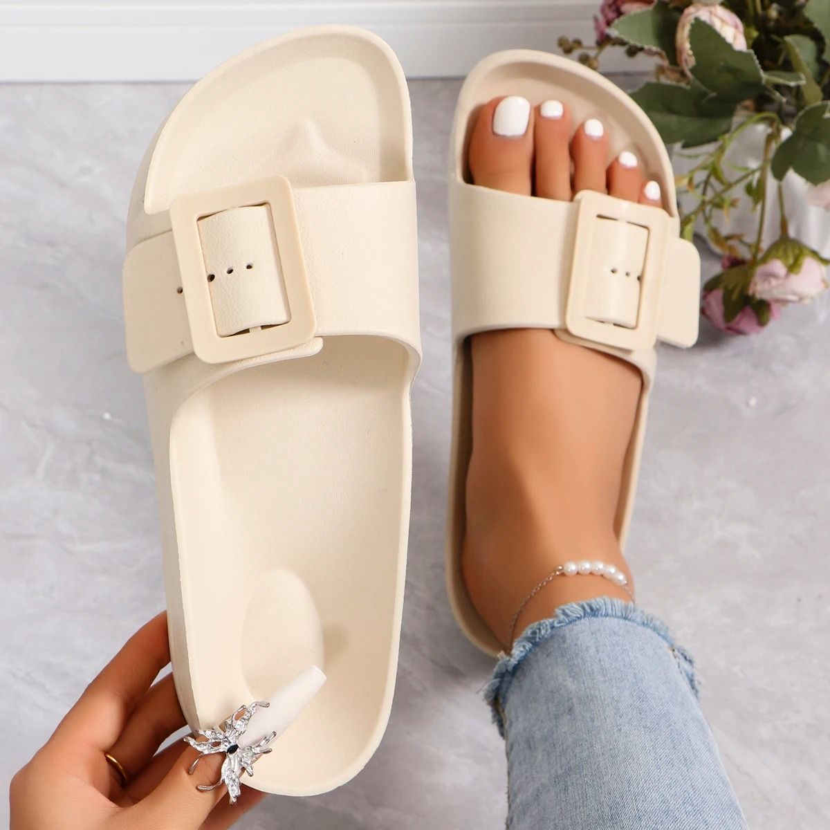 Womens Lightweight Platform Slip On Sandals Soft EVA Summer Outdoor Beach Shoes