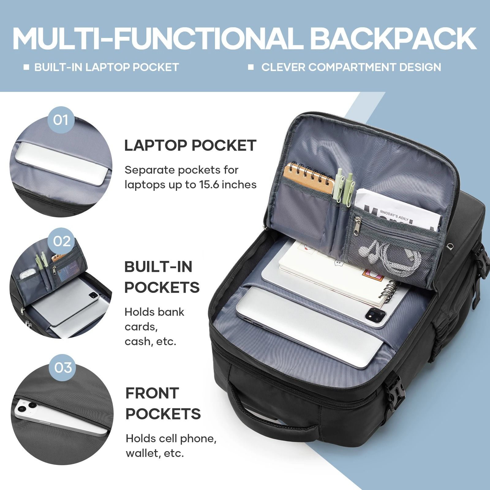 Cabin Travel Backpack 15.6-inch Laptop Compartment Water Resistant