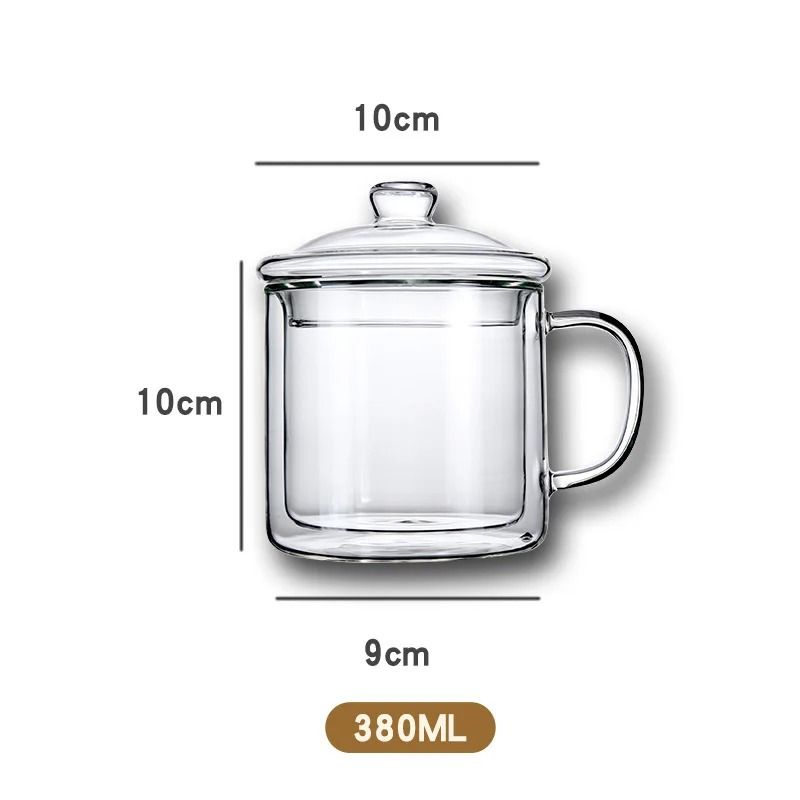 Retro Soviet Double Walled Glass Coffee Mug with Handle