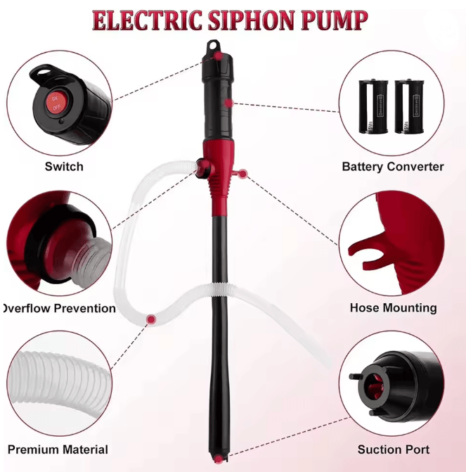 Electric Liquid Transfer Pump Fuel Water Oil Suction Pump for Vehicles and Outdoor Use