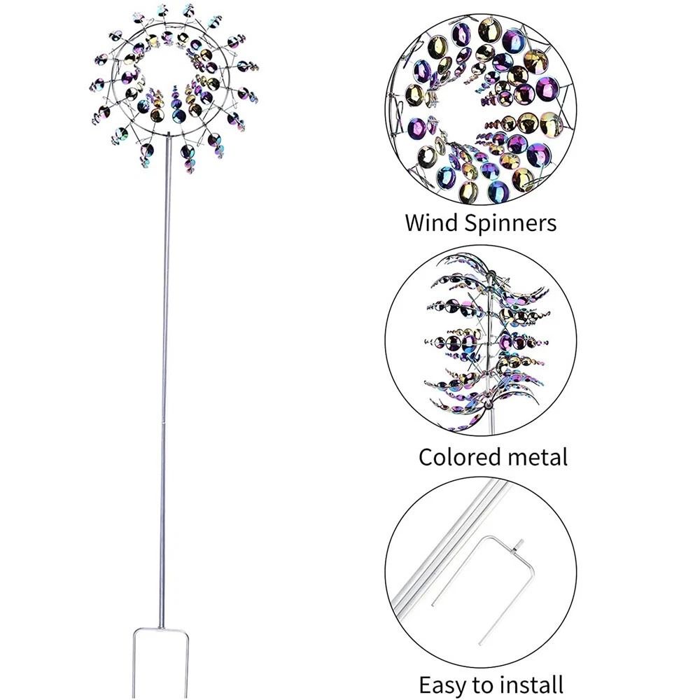 Magical Kinetic Windmill Spinner Garden Sculpture Metal Wind Powered Art for Outdoor Decor