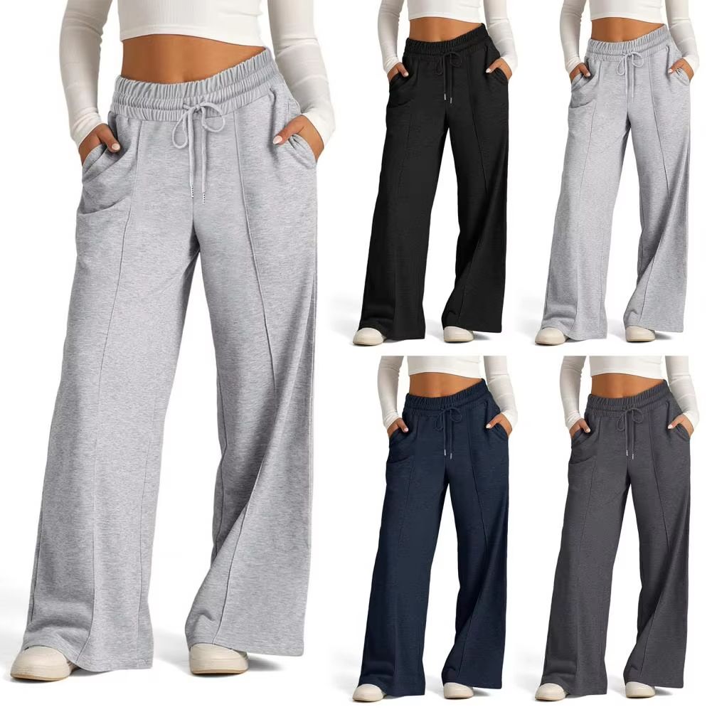 Womens Straight Leg Yoga Sweatpants – Loose Wide Leg Casual Tracksuit Pants for Gym & Outdoor