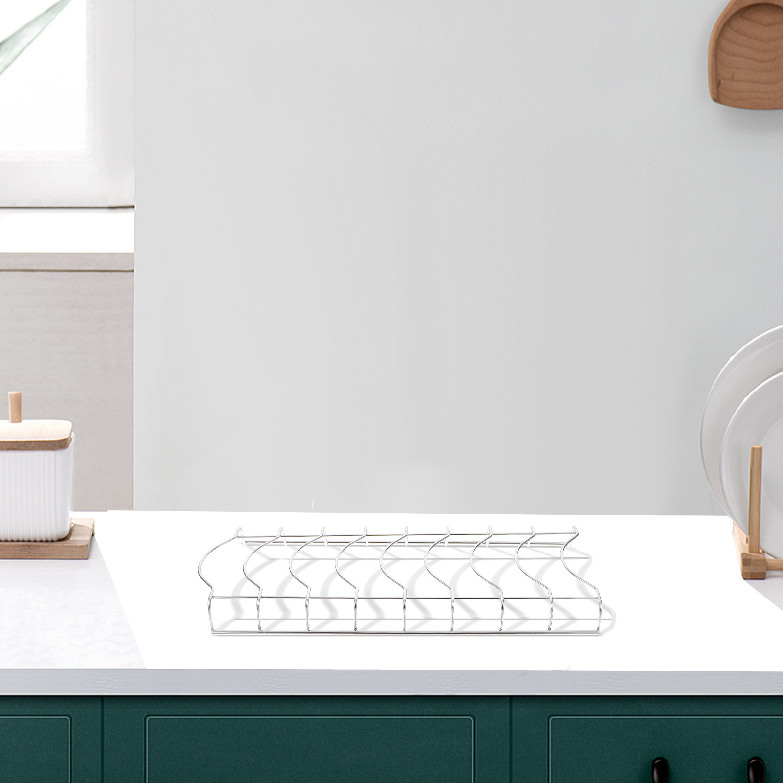 Compact Stainless Steel Dish Rack with 8 Sections & Bowl Holder, Kitchen Drying Rack with Drain Holes