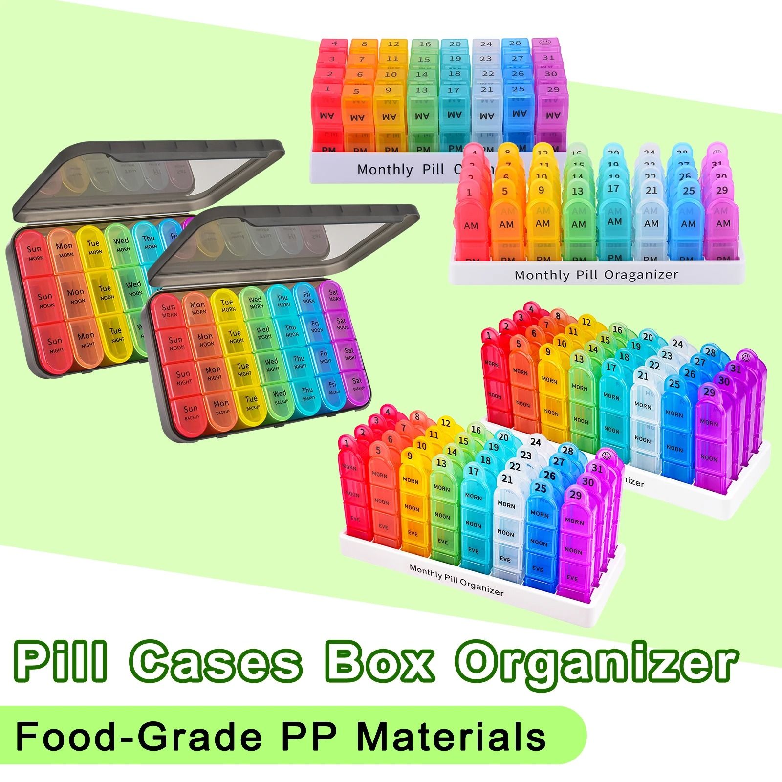 Premium Portable Travel Pill Organizer | Weekly & Monthly Medication Case | Food-Grade PP Wellness Management