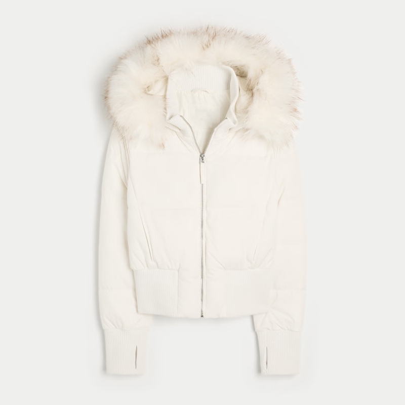 Women's Faux Fur Hooded Cropped Quilted Winter Jacket for Cozy Everyday Wear