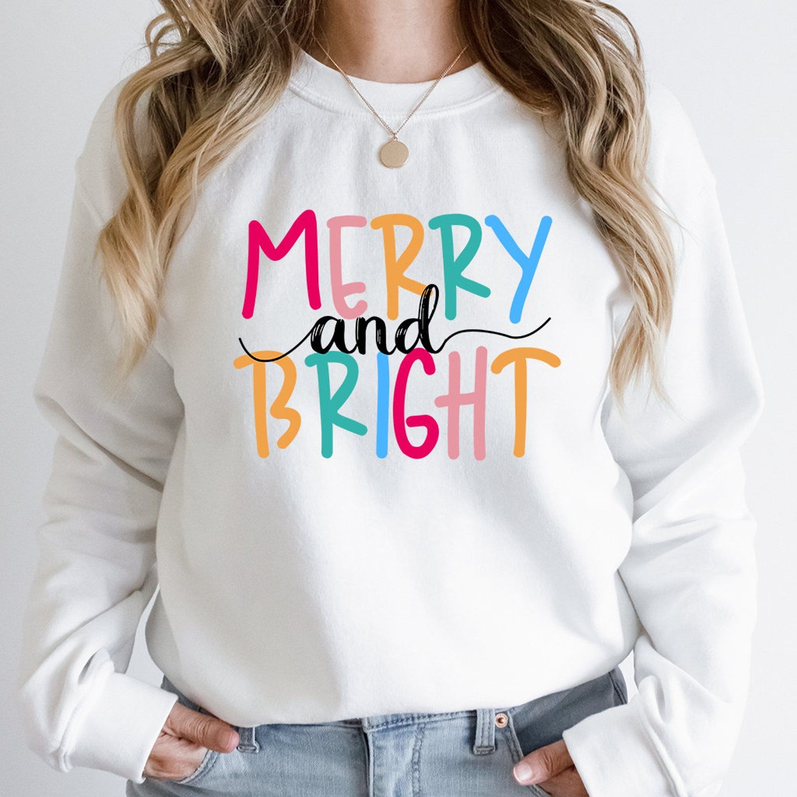 Merry and Bright Christmas Sweatshirt | Family Holiday Crewneck Cozy Festive Winter Pullover