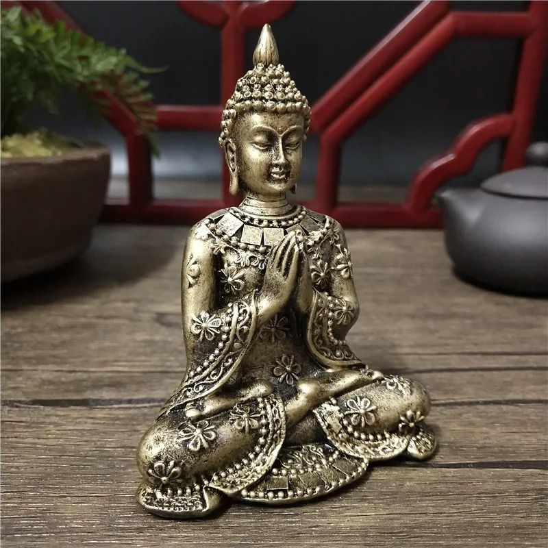 Thai Meditation Buddha Statue | Bronze Resin Feng Shui Sculpture | Professional Executive Zen Sanctuary Decor