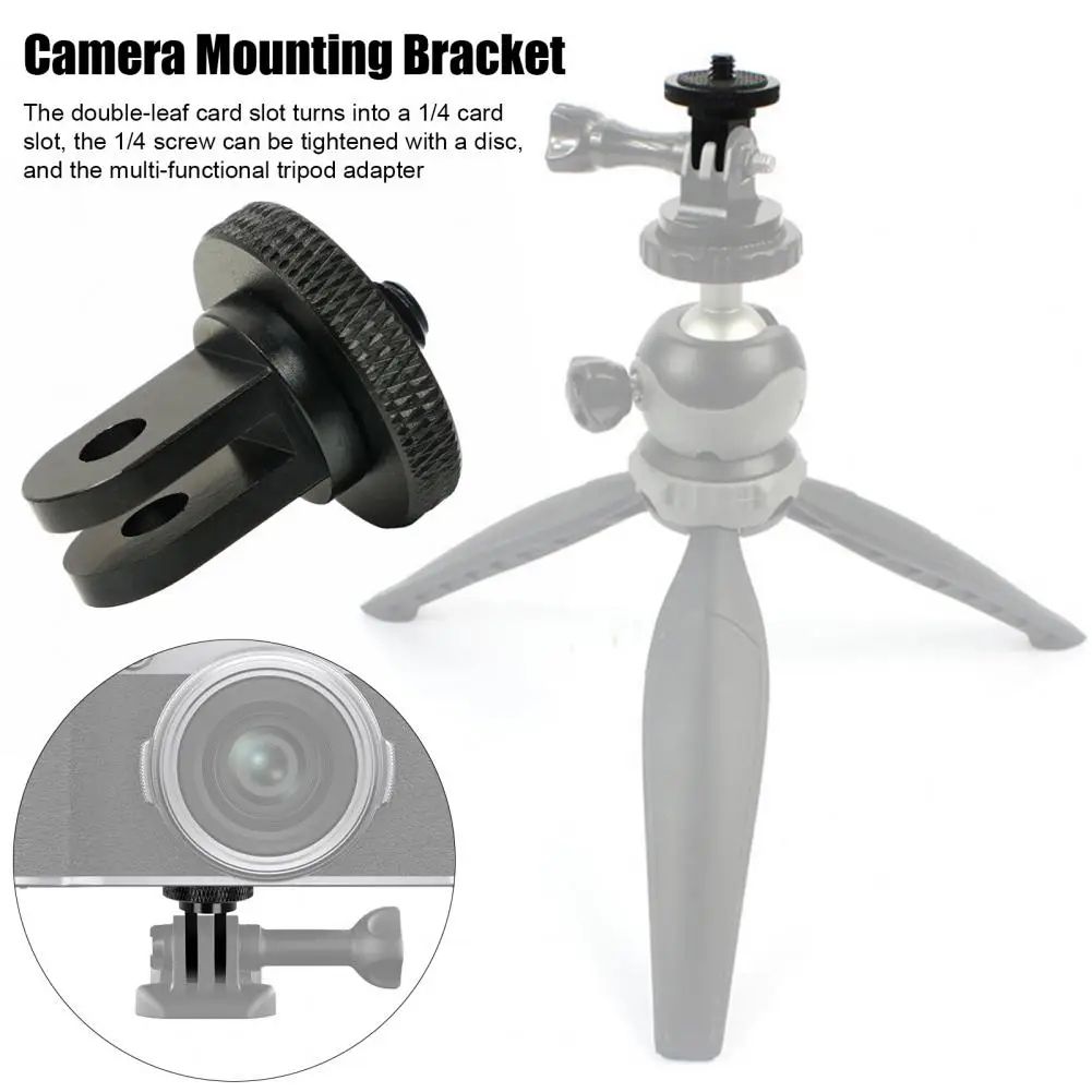 CNC Aluminum Action Camera Tripod Mount Adapter for Insta360 & GoPro, 1/4 inches Screw Mini Tripod Connector, Stable