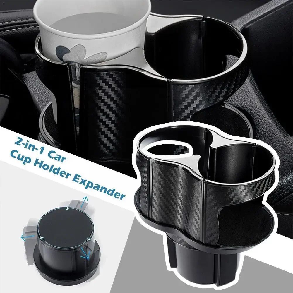 2-in-1 Car Cup Holder Expander & Organizer - Adjustable Cup Holder Adapter for Large Bottles