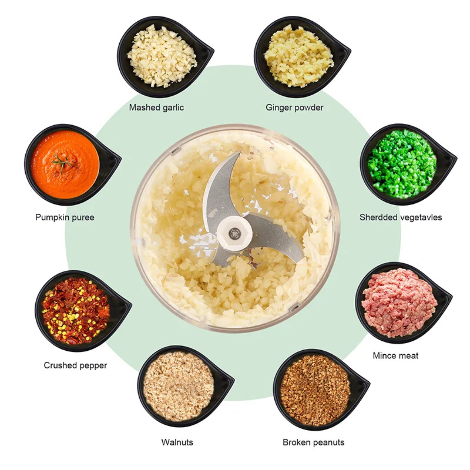 Electric Meat Garlic Grinder meat grinder stainless steel crushed garlic 250ml