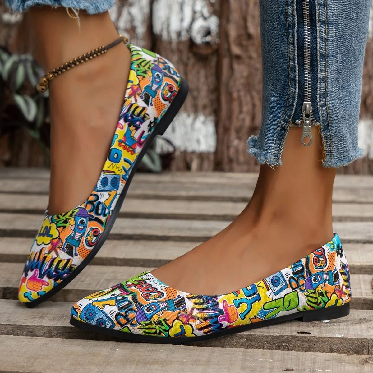 Women Pointed Toe Flat Ballerina Shoes