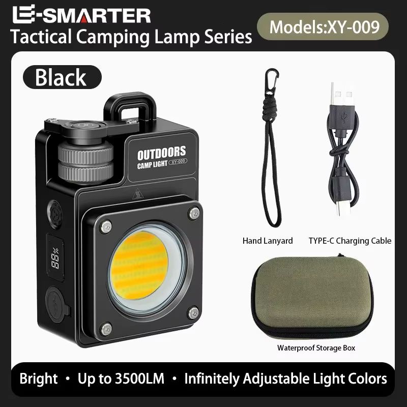 COB Rechargeable Waterproof Camping Lantern With Magnetic Hook and Emergency Charger