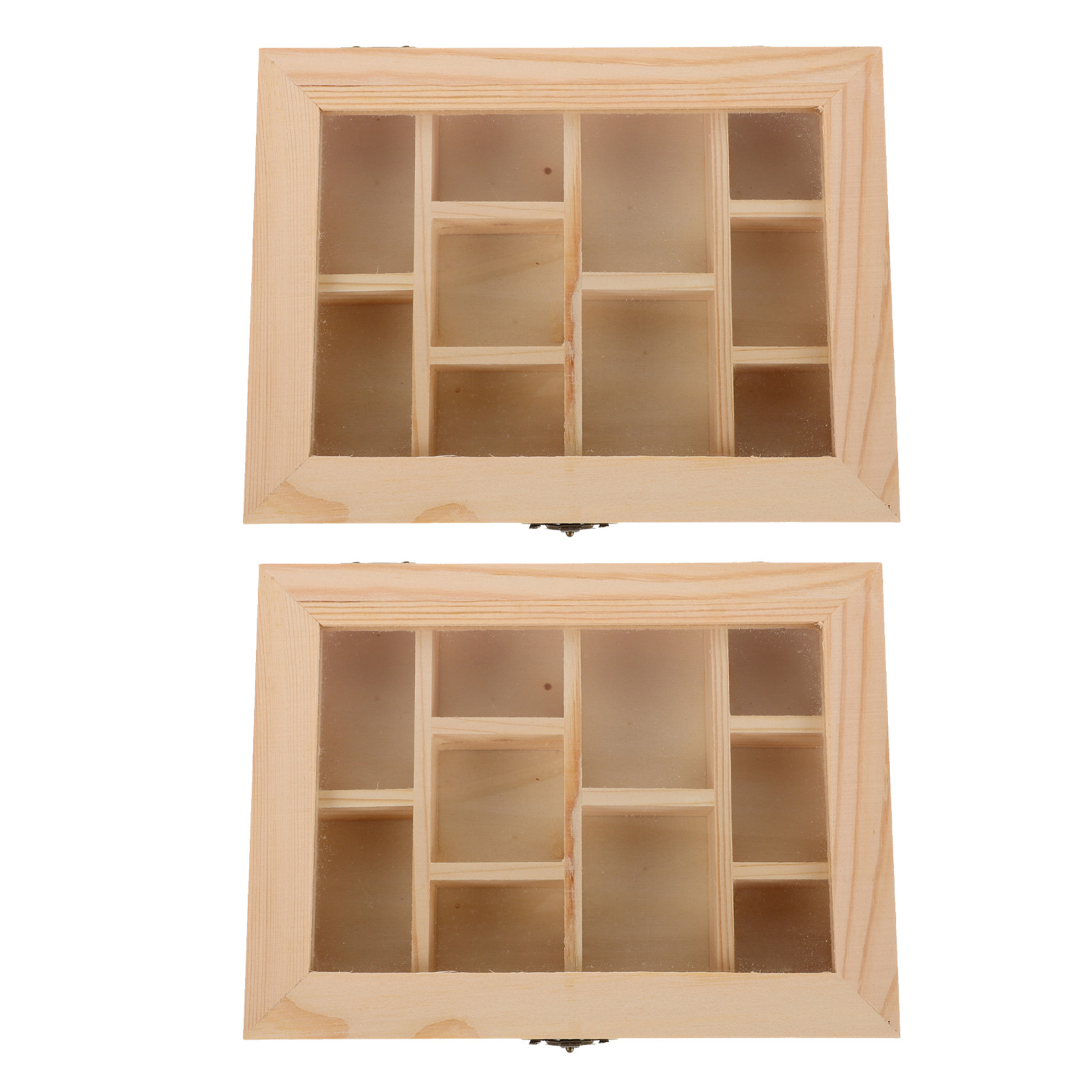 Wooden Rock & Crystal Display Case with Glass Lid Vintage crystal storage box Organizer