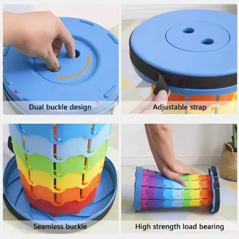 Rainbow Telescopic Folding Stool With Adjustable Height