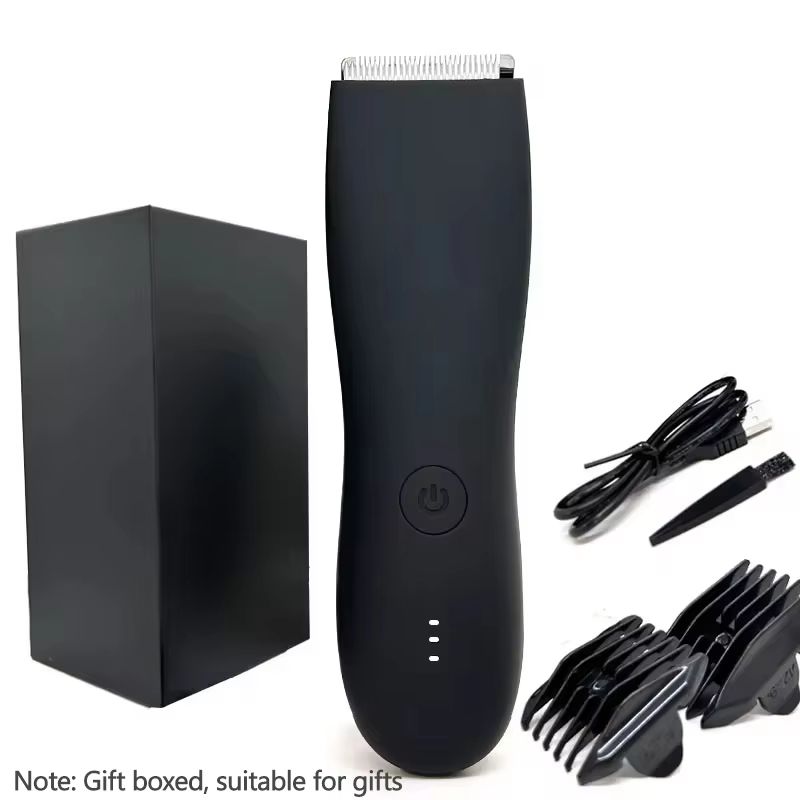 Men's Waterproof Body Hair Trimmer – Groin & Pubic Groomer with Replaceable Ceramic Blade